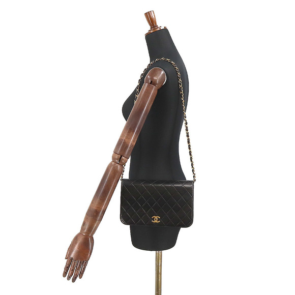 Chanel Matelasse Chain Shoulder Bag Leather Black Gold Hardware Push Lock - Picture 8 of 8